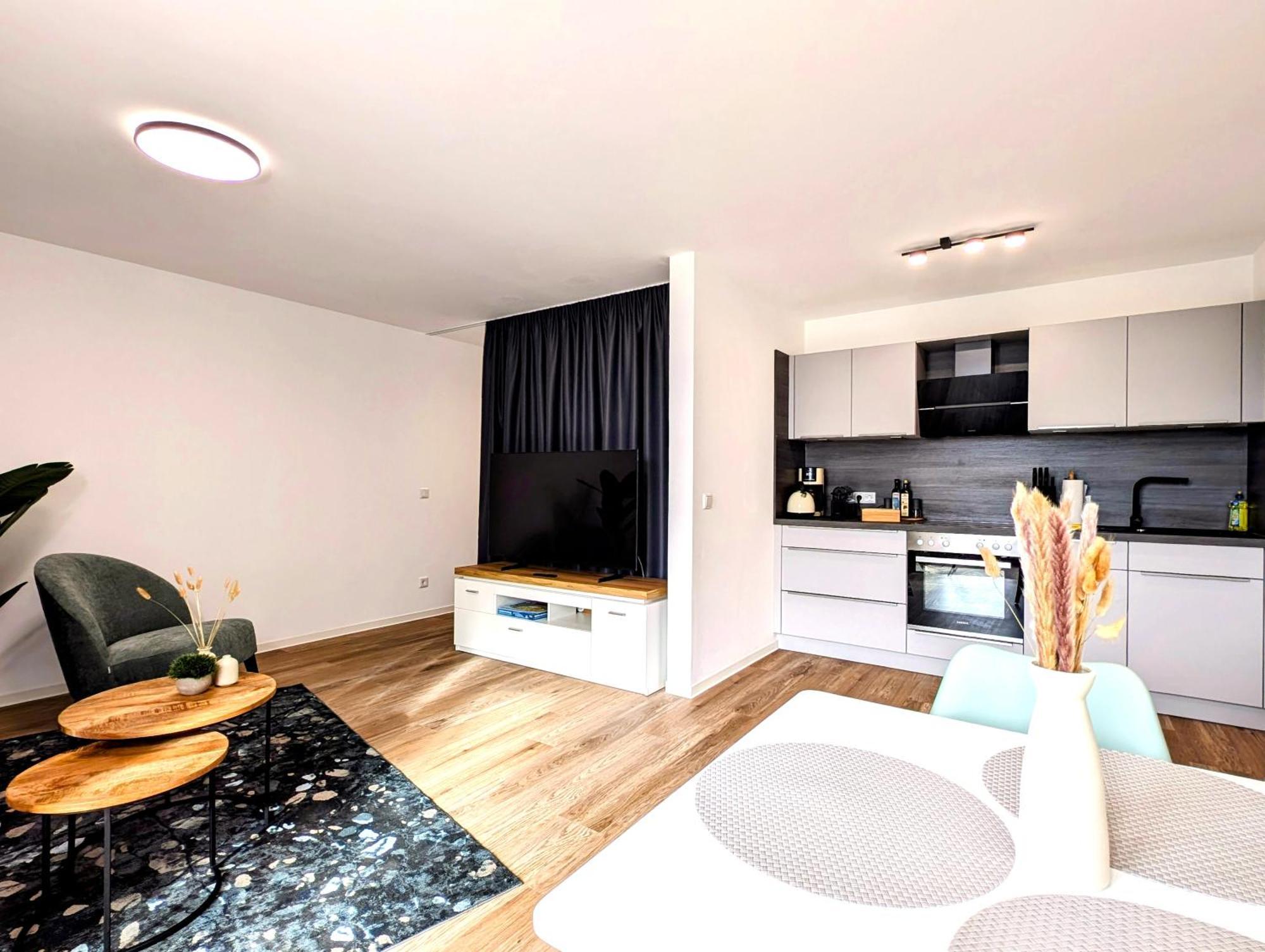 Bohnapartments - Nordkap-Suiten - Gratis Parkplatz - Moderner Neubau - Erdgeschoss - Fussbodenheizung إرفورت الغرفة الصورة